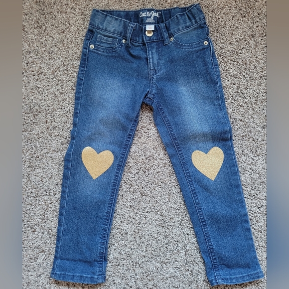 Cat & Jack Other - Girls 4t skinny heart knee jeans cat & jack